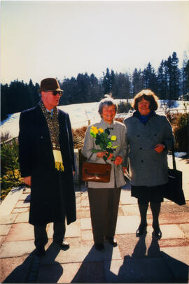 Photograph of Elisabeth Mann Borgese and two others
