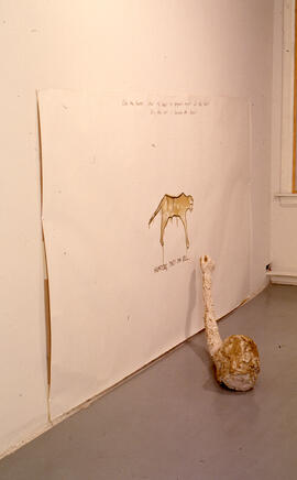 Photograph of an artifact and wall texts