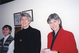 Photograph of Sharon Longard and Gwyn Pace at Patricia Lutley's retirement party