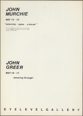John Murchie, "opening .open.closed" and John Greer, "passing through"