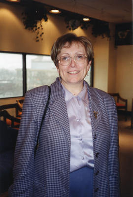 Photograph of Betty Sutherland in Killam Memorial Library staff lounge