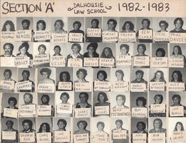 Photographic collage of section A of the Dalhousie Law School class of 1982-1983