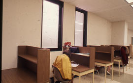 Photograph of the W.K. Kellogg Health Science Library study carrels