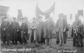Postcard replica of photograph of faculty at Dalhousie University's centenary celebration parade