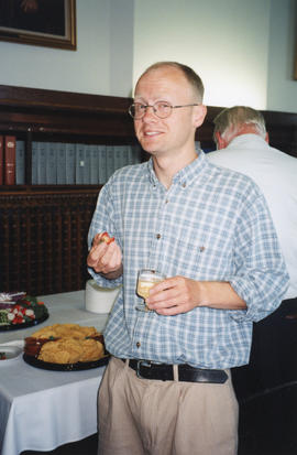 Photograph of Geoff Brown at Patricia Lutley's retirement party