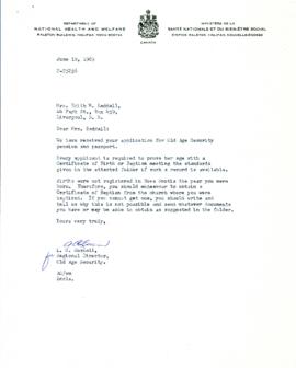 Correspondence between Thomas Head Raddall and Old Age Security (Canada)
