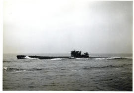 Photograph of the German submarine U-889 shortly after its surrender to Canadian naval forces nea...