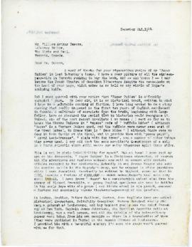 Correspondence between Thomas Head Raddall and William Arthur Deacon