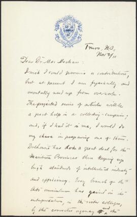 Four letters from David Soloan to Archibald MacMechan