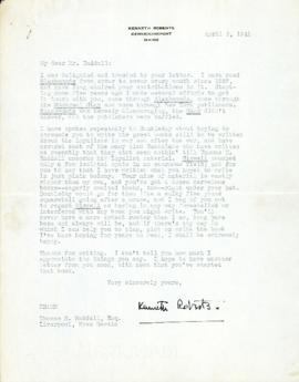 Correspondence between Thomas Head Raddall and Kenneth Roberts