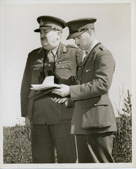 Photograph of Major General John Carl Murchie and his aide-de-camp at Tracadie Camp