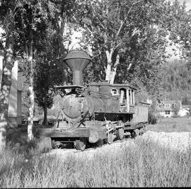 Photograph of an old train engine in Dawson City, Yukon