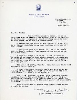 Correspondence between Thomas Head Raddall and Lesley Choyce See Pottersfield Press below, Box 46...