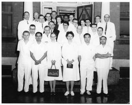 Photograph of Interns and Residents with pediatricians, Children's Hospital, 1962-63