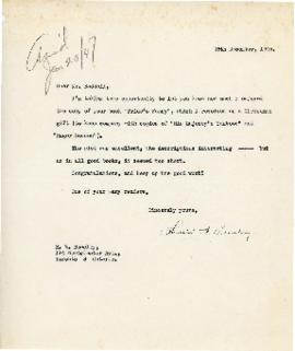 Correspondence between Thomas Head Raddall and Harold W. Beasley