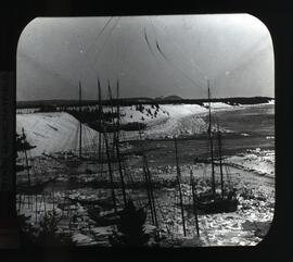 Photograph of schooners aground in an unidentified harbour