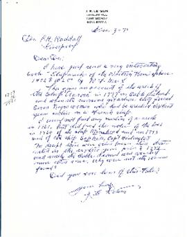 Correspondence between Thomas Head Raddall and J. E. Letson