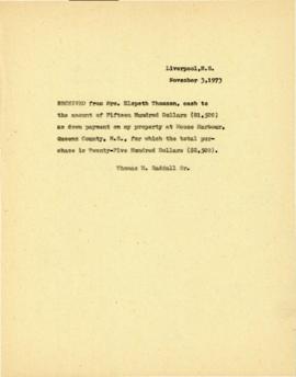 Correspondence between Thomas Head Raddall and P. A. Thompson
