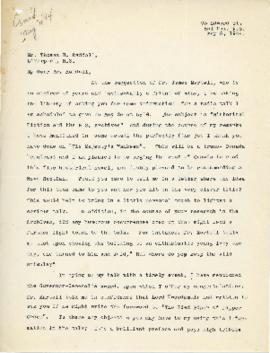 Correspondence between Thomas Head Raddall and Mrs. Allan F. Dill