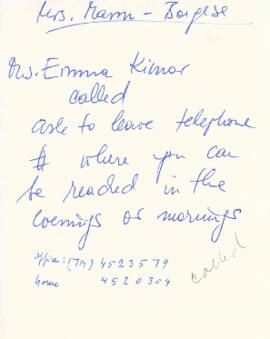 Correspondence with Emma and Baruch Kimor