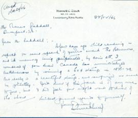 Correspondence between Thomas Head Raddall and Russell C. Zinck