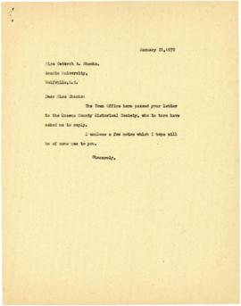 Correspondence between Thomas Head Raddall and Debrah A. Shanks