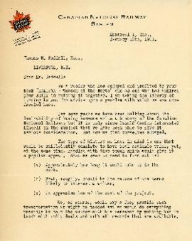 Correspondence between Thomas Head Raddall and the Canadian National Railway System