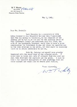 Correspondence between Thomas Head Raddall and W. T. White