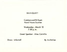 Invitation to the Banquet held as part of the formal dedication of the Killam Memorial Library, D...