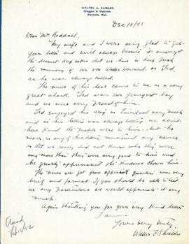 Correspondence between Thomas Head Raddall and Walter E. Shields