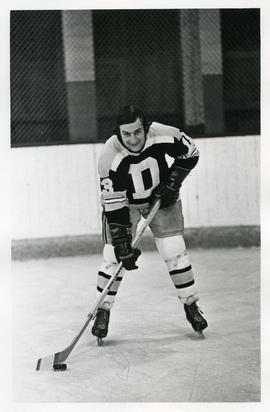 Photograph of unidentified member of the Dalhousie University hockey team