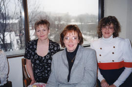 Photograph of three unidentified women in the Killam Memorial Library staff lounge