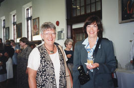 Photograph of Holly Melanson and Donna Richardson at Patricia Lutley's retirement party