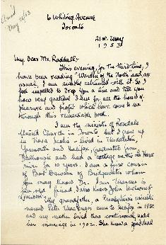 Correspondence between Thomas Head Raddall and G. MacGregor Grant