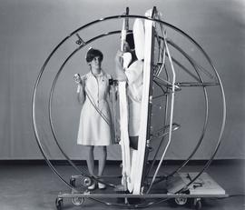 Photograph of the Circ-o-lectric bed from the exhibition by Theodore Saskatche Wan