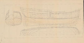 Drawing of a ship hull from three perspectives