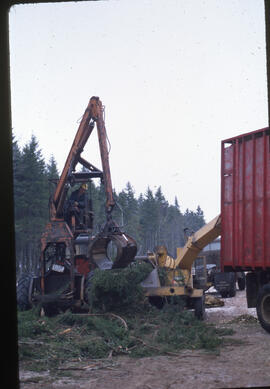 Photograph of logging machinery performing clear-cutting at Aylesford Lake, Kings County, Nova Sc...