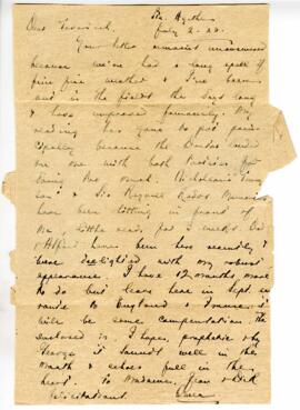 Correspondence from Owen Bell Jones to MacMechan, July 2, 1923