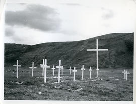 Photograph of a Christian Inuit graveyard in Wakeham Bay, Quebec