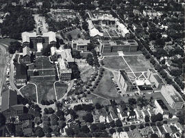 Photograph of an aerial view of Dalhousie Universities Studley campus looking west