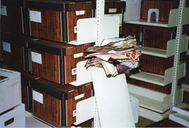 Photograph of records damaged in the 1998 Killam Library fire