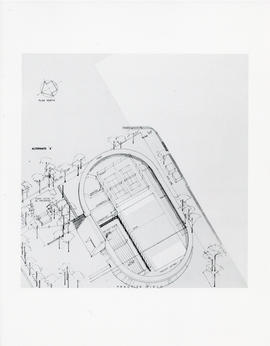 Photograph of a floorplan drawing of the Dalplex