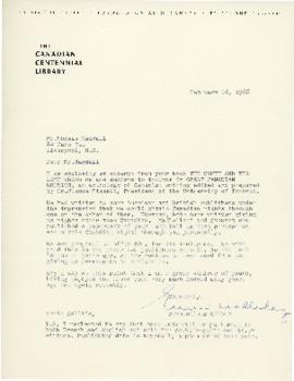 Correspondence between Thomas Head Raddall and the Canadian Centennial Library