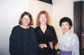 Photograph of Linda MacLeod, Rosemary Walsh and Lee Hsiung in the Killam Memorial Library staff l...