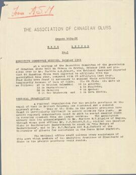 Newsletters and correspondence regarding the Association of Canadian Clubs and the Canadian Club ...
