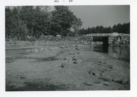Photograph of the low water level under a bridge at Smith's River, an outlet of Lake Wentworth, N...