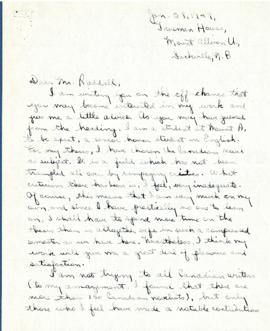Correspondence between Thomas Head Raddall and James Taylor