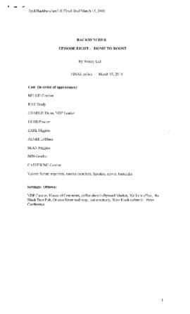 The backbenchers :  [final polish script for episode 8, March 15, 2010]