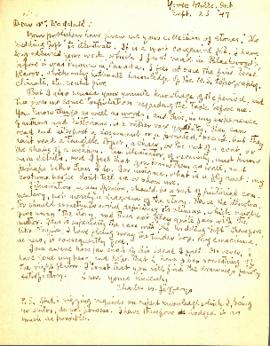 Correspondence between Thomas Head Raddall and Charles W. Jefferys