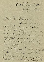 Correspondence between Thomas Head Raddall and Winifred Hamilton